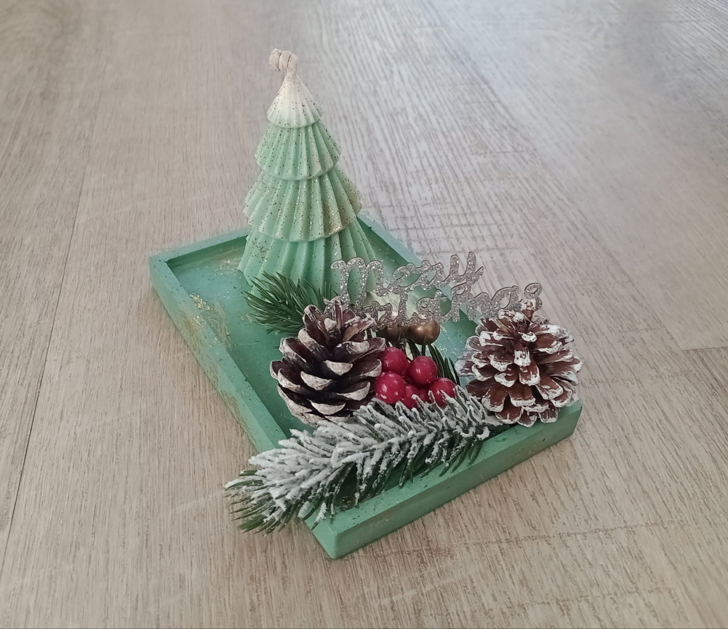 Xmas Tree Candle with Base
