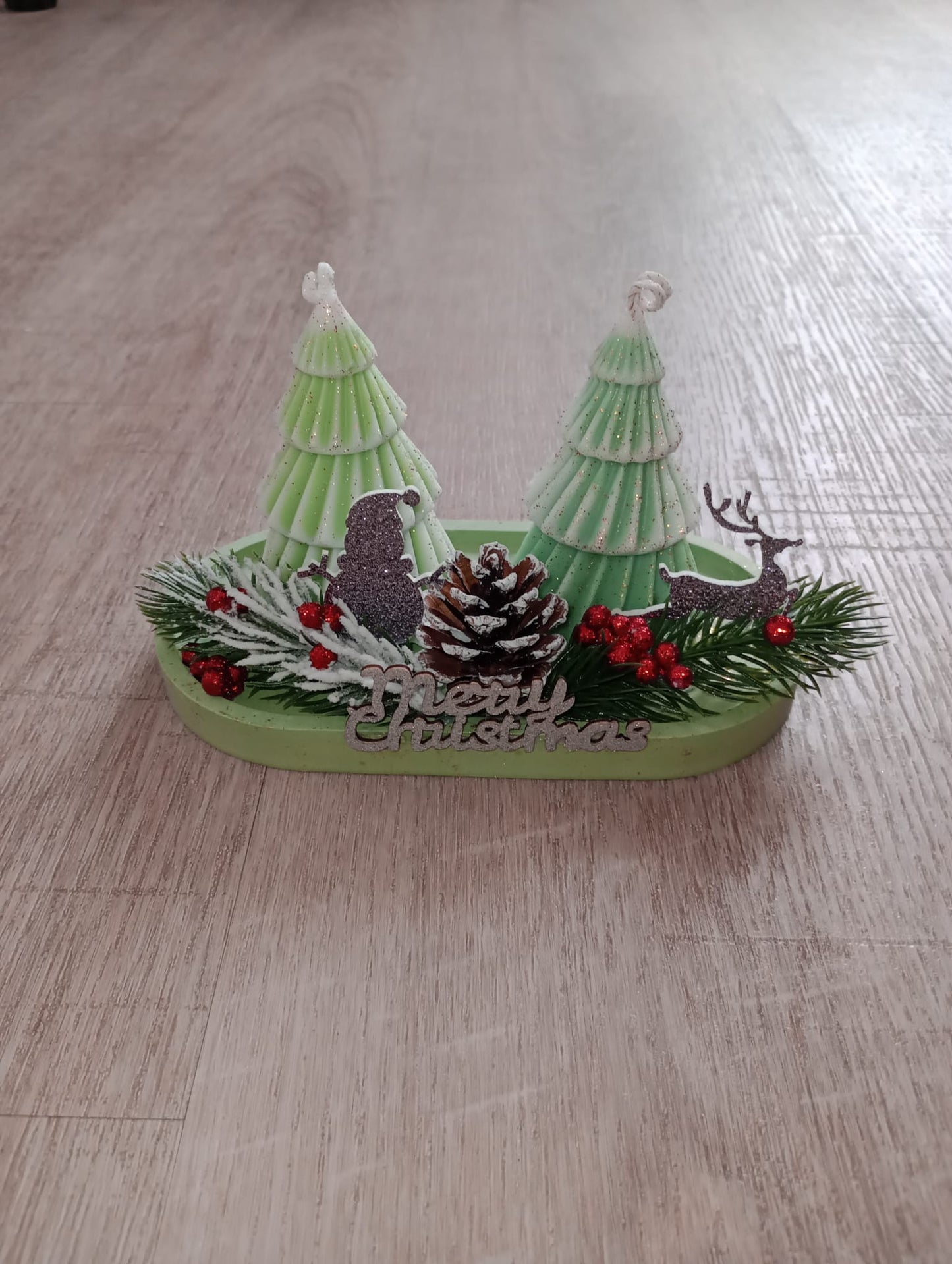Xmas Tree Candle with Base
